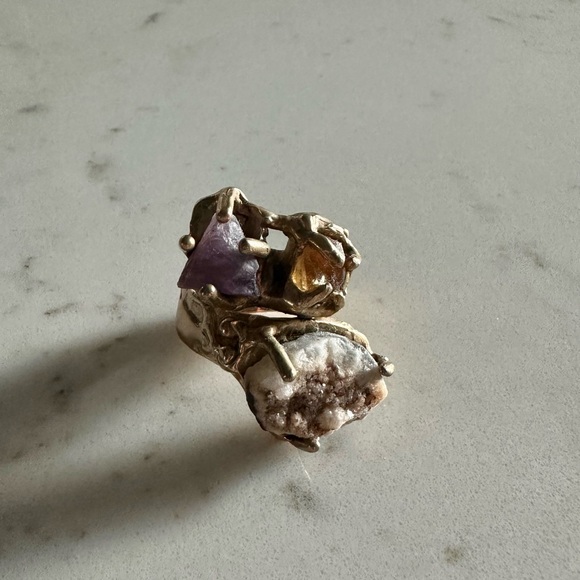 Brass Ring With Stones - Picture 4 of 6